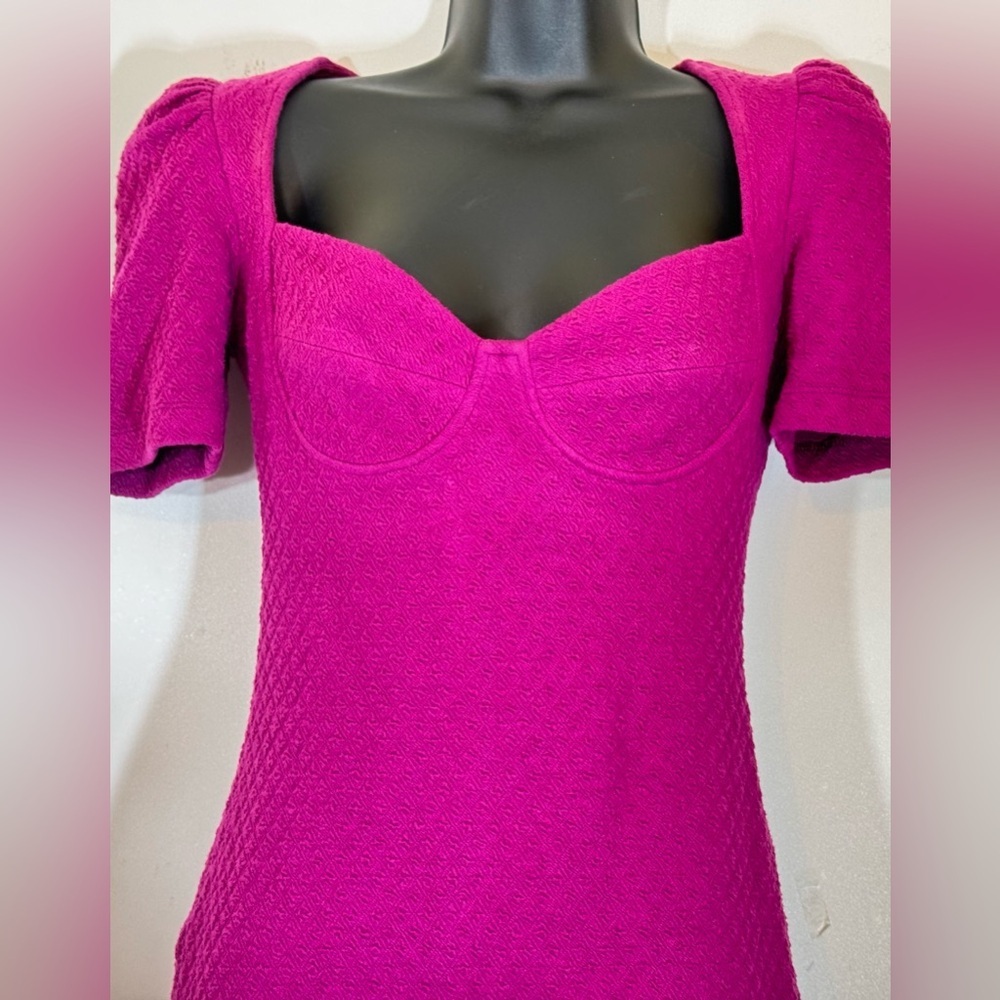Betsey Johnson Pinup Sweetheart Neck Bodycon Mini Dress - Magenta | S - Picture 8 of 13
